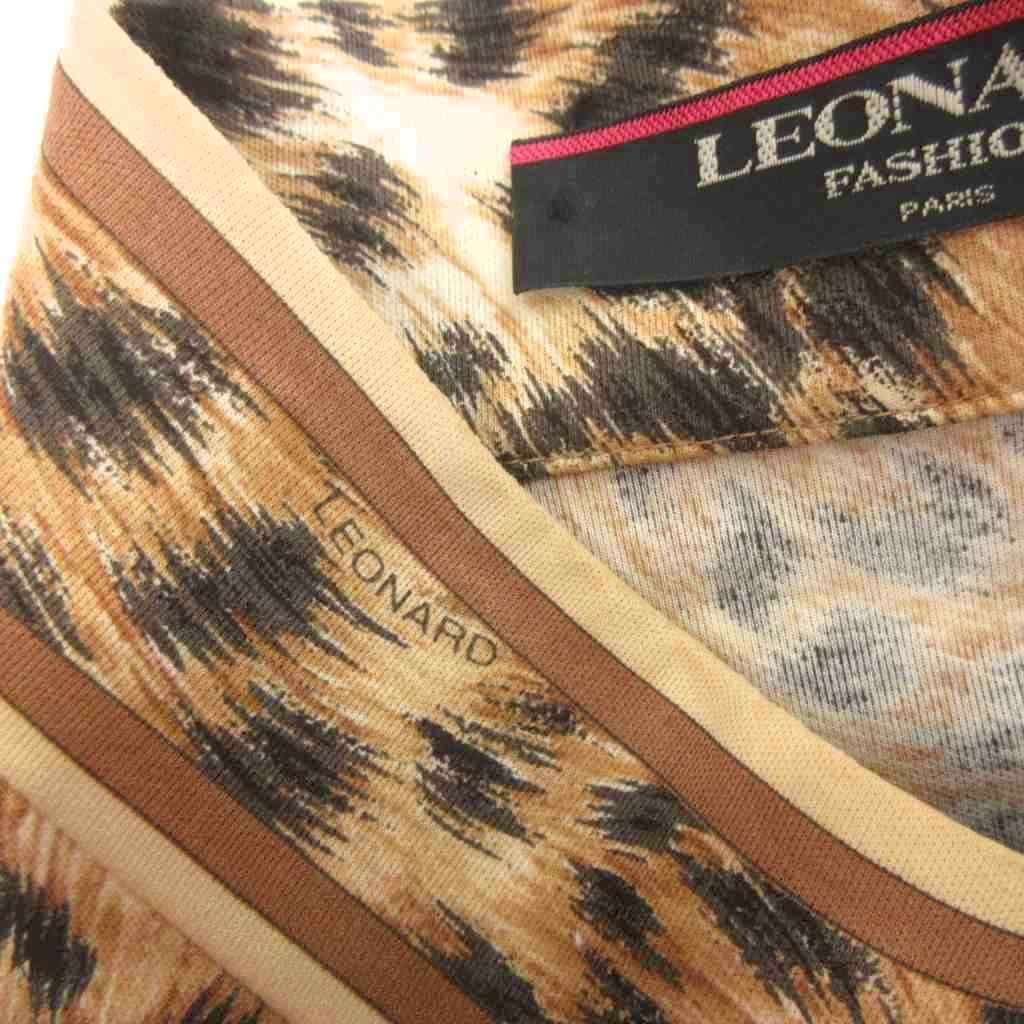 レオナール LEONARD FASHION ジップアップ ジャケット ヒョウ柄 七分袖