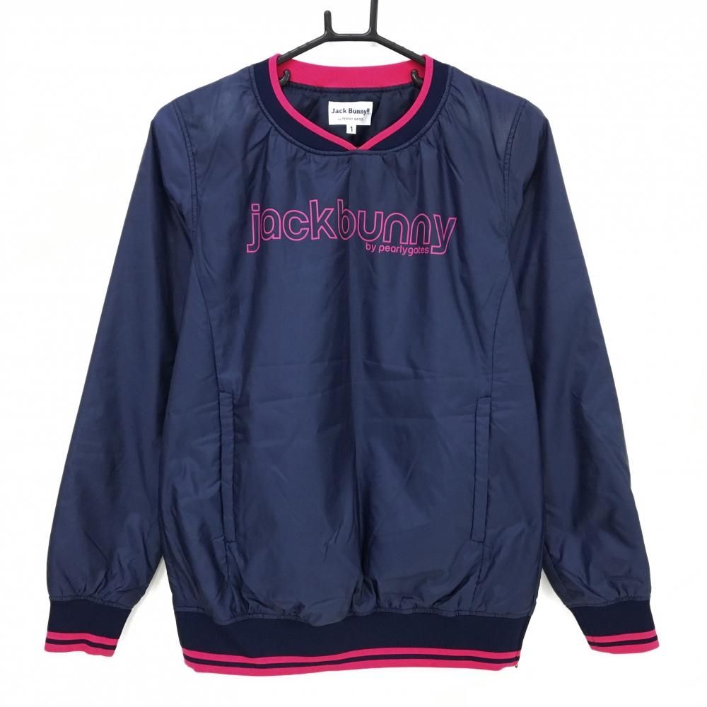 美品 ジャックバニー メンズ　防寒 中綿 スニードジャケット 濃紺色 サイズ4 ジャックバニー 中綿スニード ネイビー×ピンク フロントロゴプリント