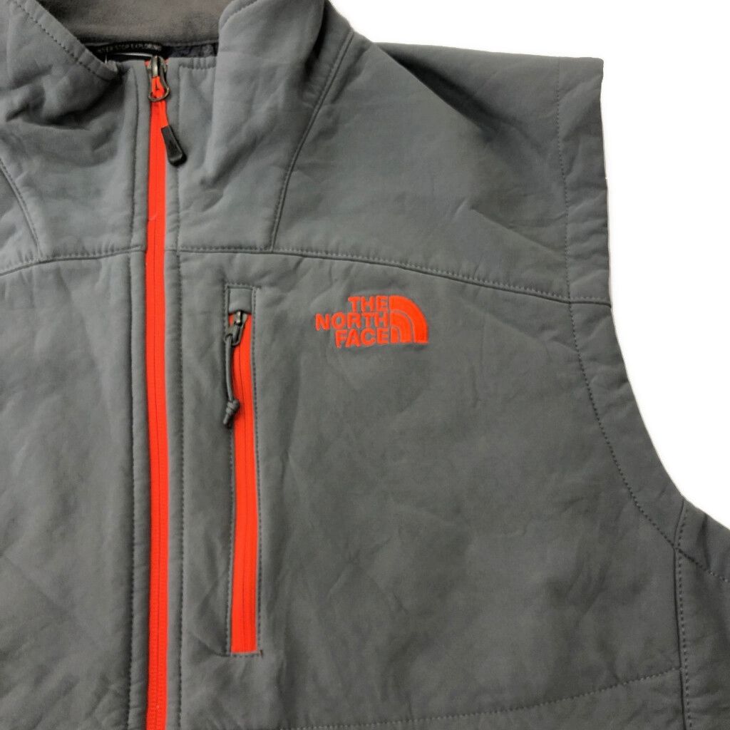 【USA古着】ノースフェイスソフトシェルベスト3XLグレービック刺繍ドロー USA古着】ノースフェイスソフトシェルベスト3XLグレービック刺繍ドロー