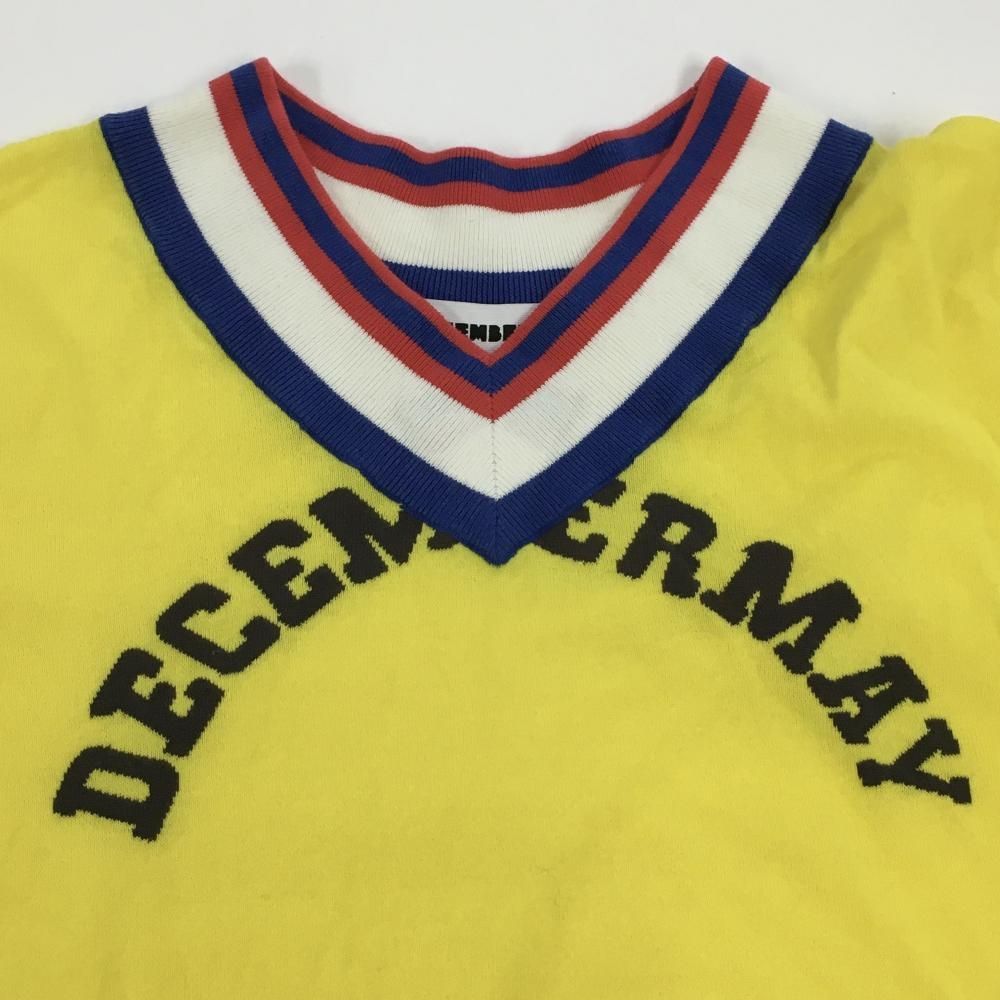 DECEMBERMAY ディセンバーメイ イエロー Vネックシャツ 美品】ディセンバーメイ セーター イエロー×ネイビー ネック・袖口