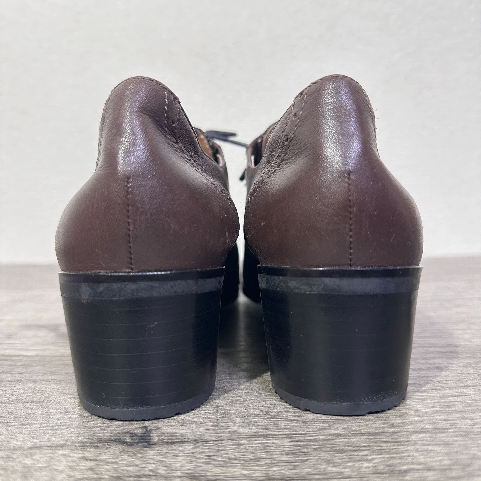 あしながおじさん 本革×チェック ウィングチップ オックスフォード 