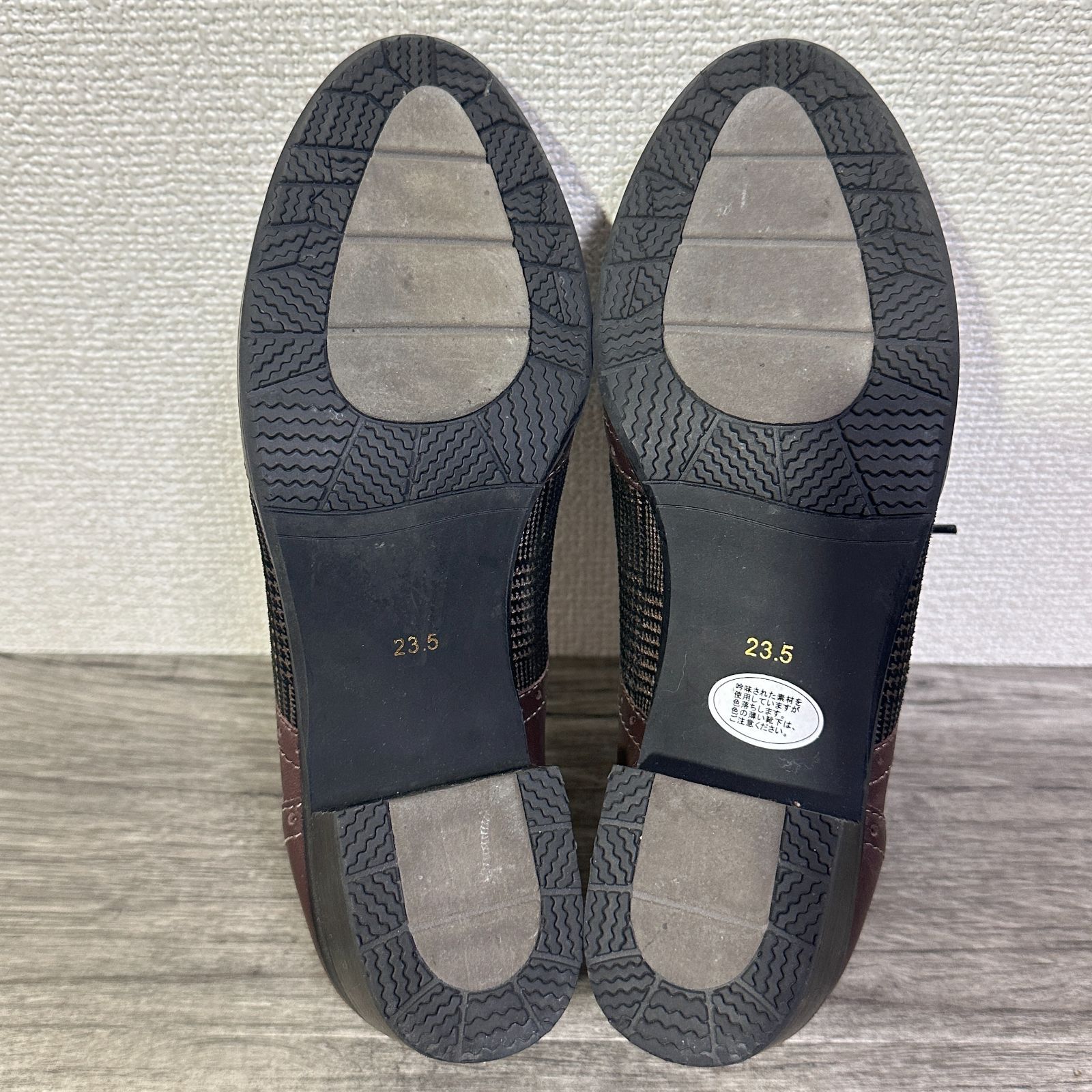 あしながおじさん 本革×チェック ウィングチップ オックスフォード 