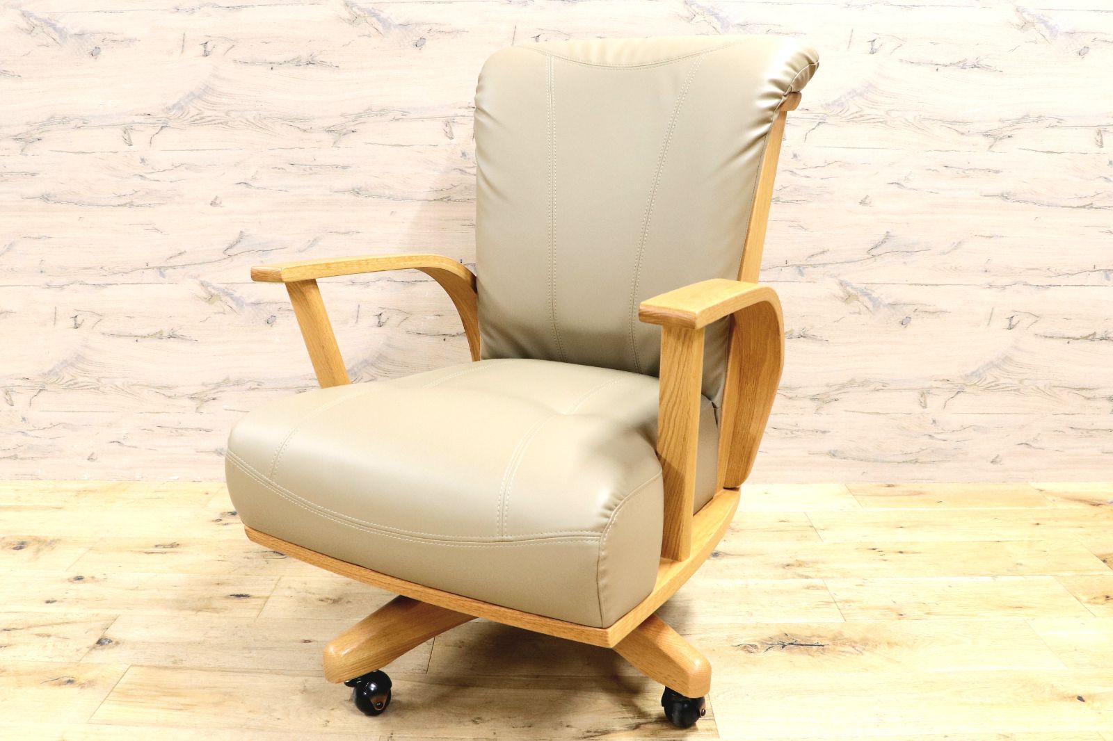 Y0125 ナガノインテリア 回転アームチェア キャスター付 アームチェア