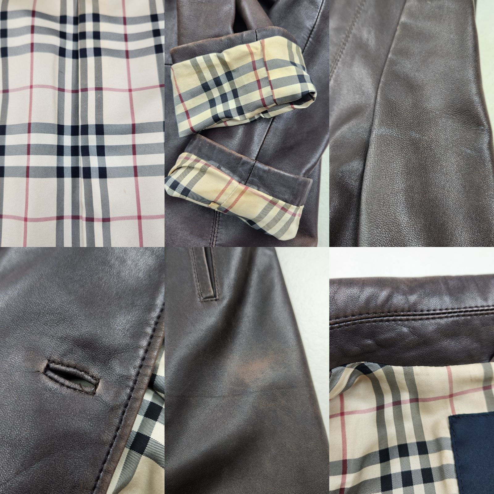 バーバリーロンドン レザーコート ノバチェック 羊革 三陽商会