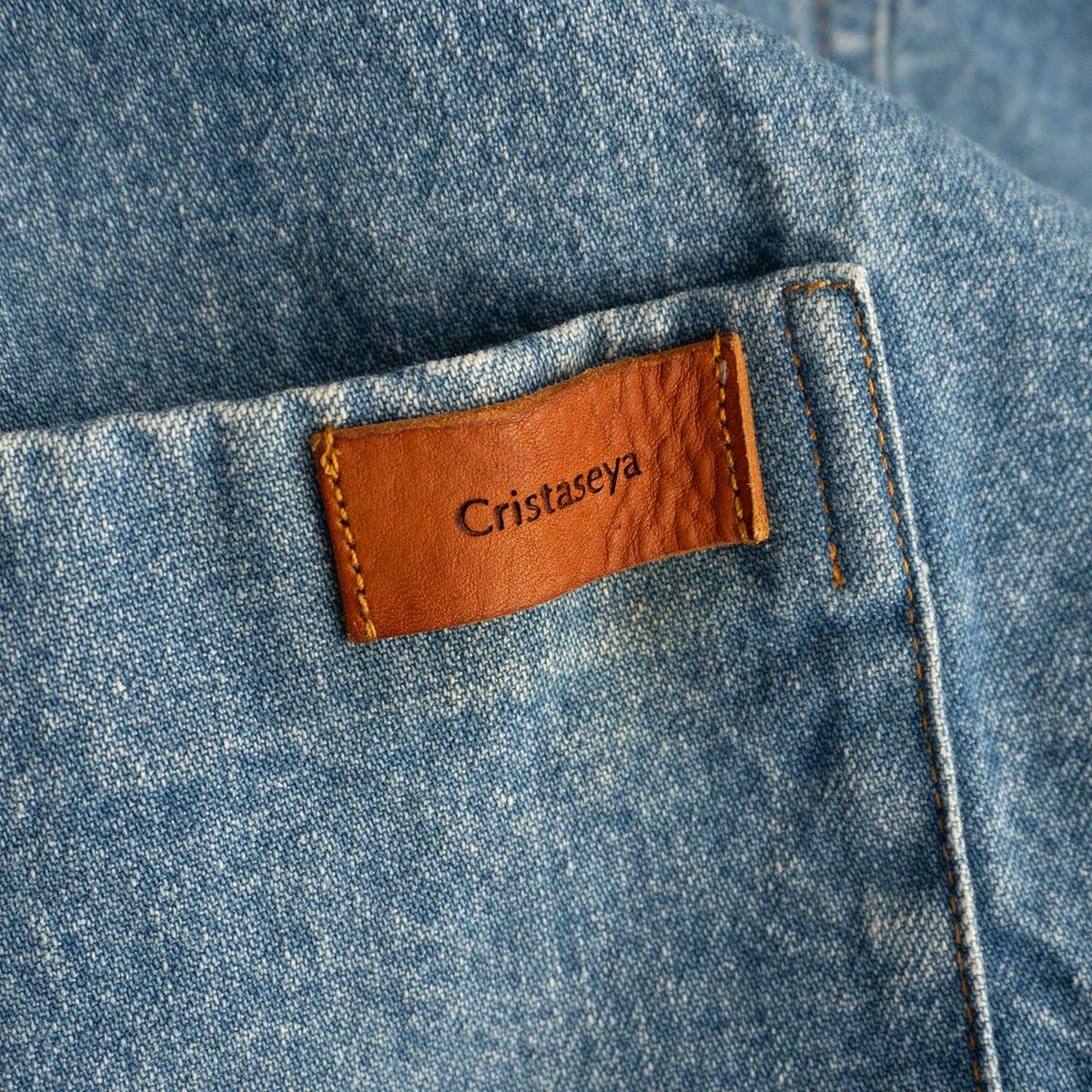 美品】CRISTASEYA【 Japanese bleached denim mao shirt】L デニム