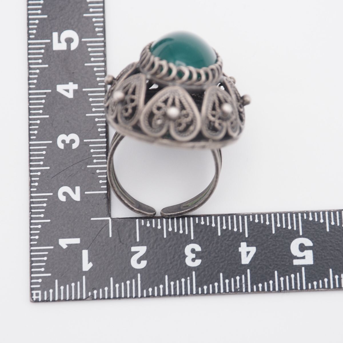 Q071 グリーンアゲート 緑瑪瑙 メノウ ISRAEL REUVEN刻印 リング