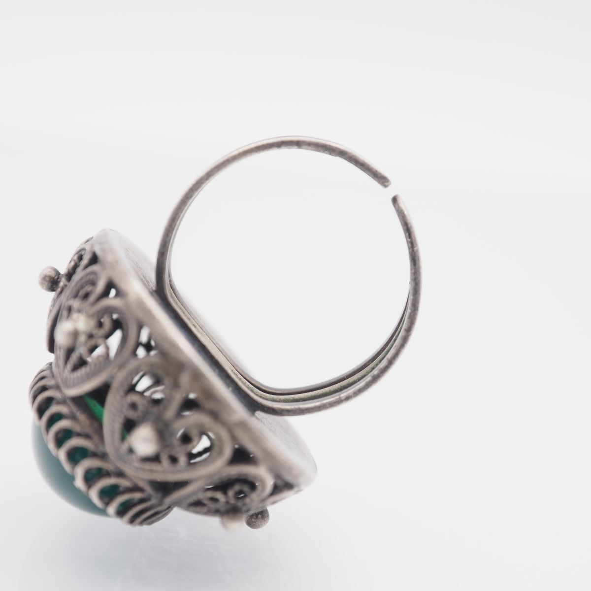 Q071 グリーンアゲート 緑瑪瑙 メノウ ISRAEL REUVEN刻印 リング