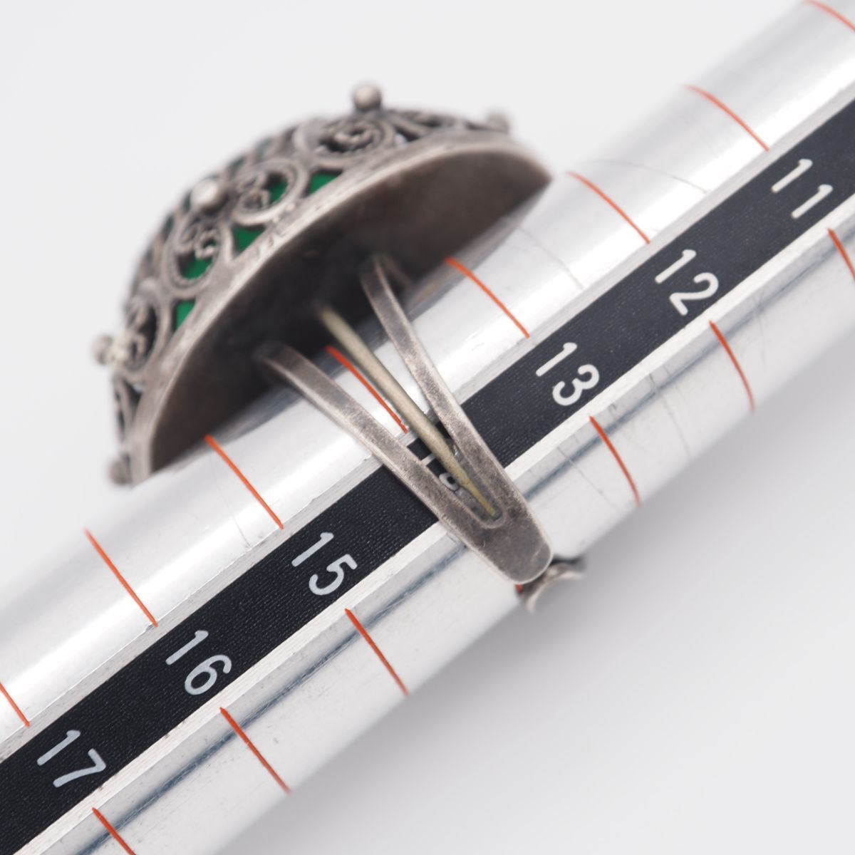 Q071 グリーンアゲート 緑瑪瑙 メノウ ISRAEL REUVEN刻印 リング