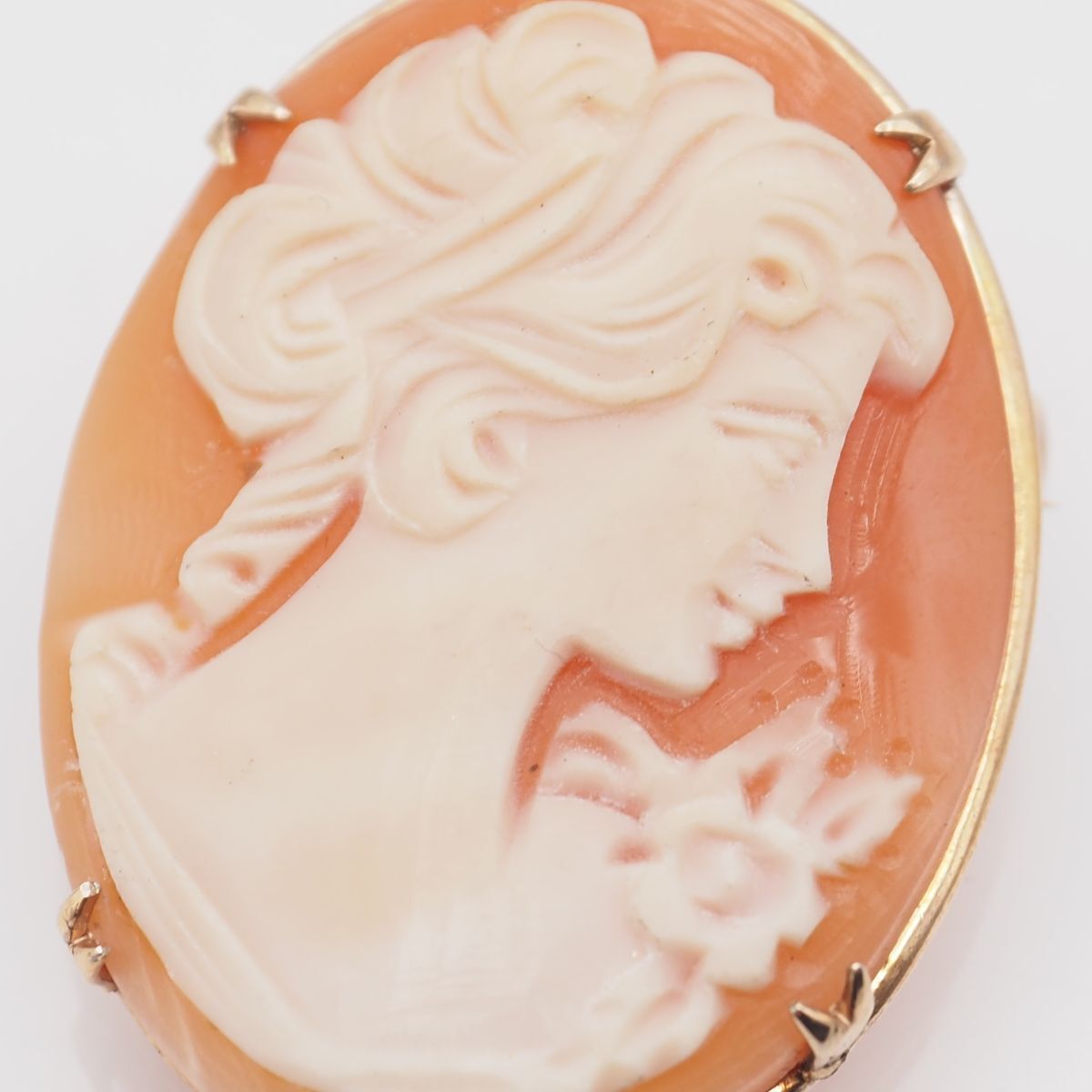 M926 シェルカメオ ブローチ 女性横顔 シルバー デザイン ヴィンテージ