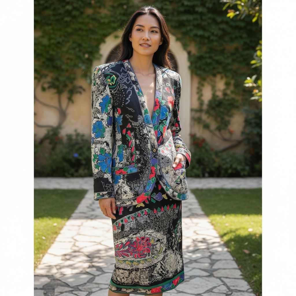 LEONARD レオナール セットアップ 美品 ノーカラージャケット スカート