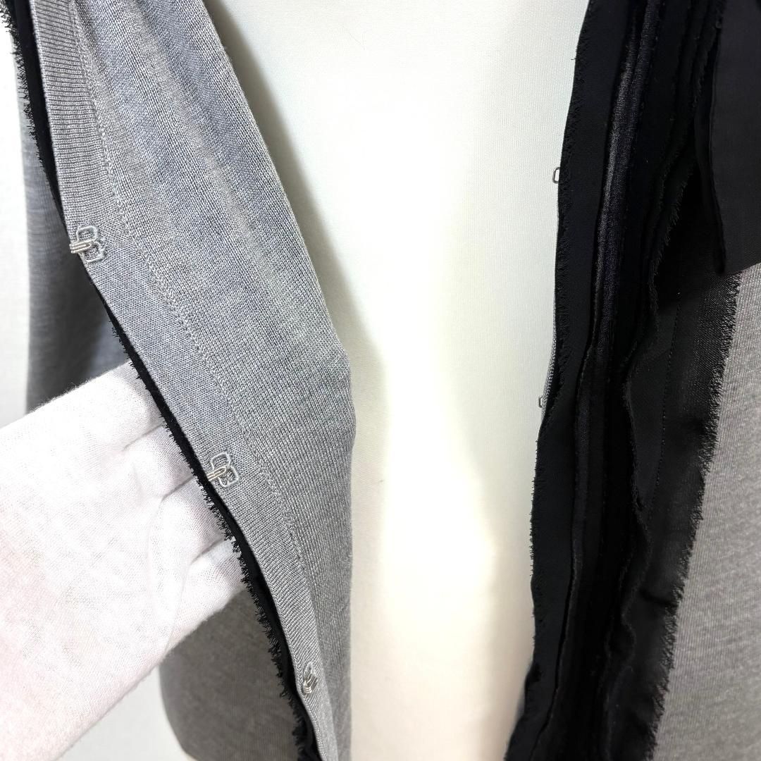 美品】 TO BE CHIC カーディガン センターフリル 絹 2 グレー×黒 