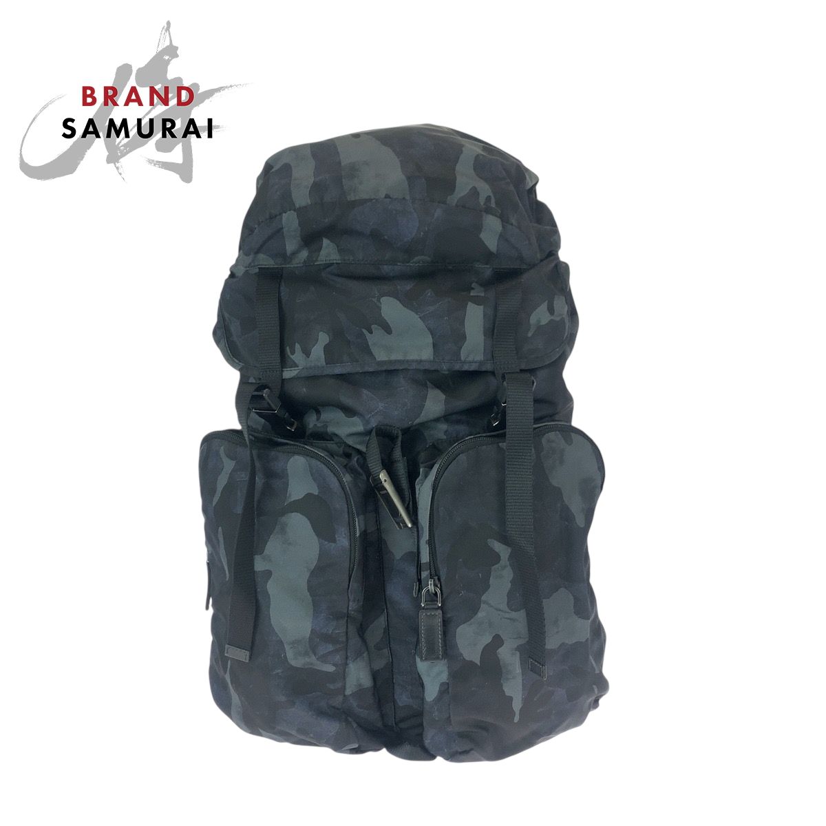 美品 PRADA プラダ テスート V136 カモフラ 迷彩 三角ロゴプレート