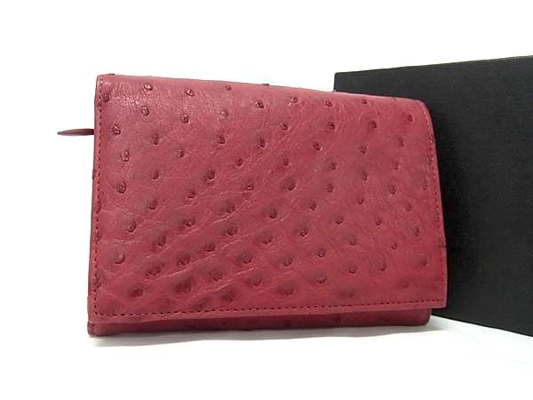 ■極上■本物■新品■未使用■ オーストリッチ 二つ折り 財布 ウォレット 札入れ 小銭入れ レディース ボルドー系 BN6462 □極上□本物□新品□未使用□ オーストリッチ 二つ折り 財布
