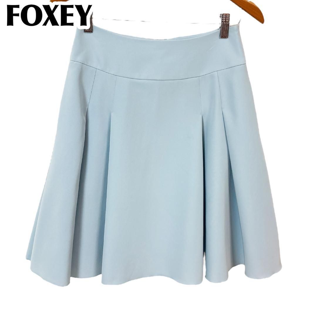 FOXEY NEWYORKフォクシーニューヨーク　 ブルースカート　40サイズ 美品】FOXEY NEW YORK 膝丈スカート ボックスプリーツフレア 40 - メルカリ