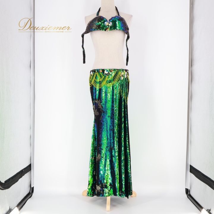 ベリーダンス オリエンタル 衣装 上下セット グリーン系 ベラ Bella