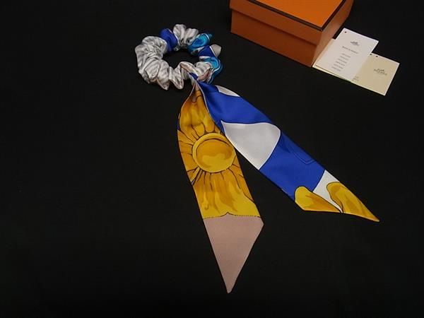 □極美品□ HERMES エルメス シュシュ ベッラ シルク100％ ヘアゴム