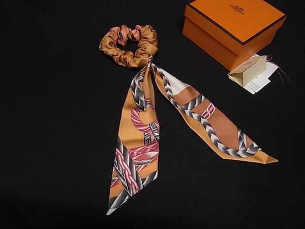 □美品□ HERMES エルメス シュシュ ベッラ シルク ヘアゴム ヘア