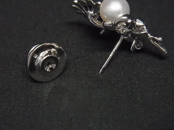 極美品✨ミキモト ブローチ ピンバッチ アコヤパール 真珠 シルバー フォーマル □極美品□ MIKIMOTO ミキモト 本真珠 アコヤ真珠 パール約7mm 花束