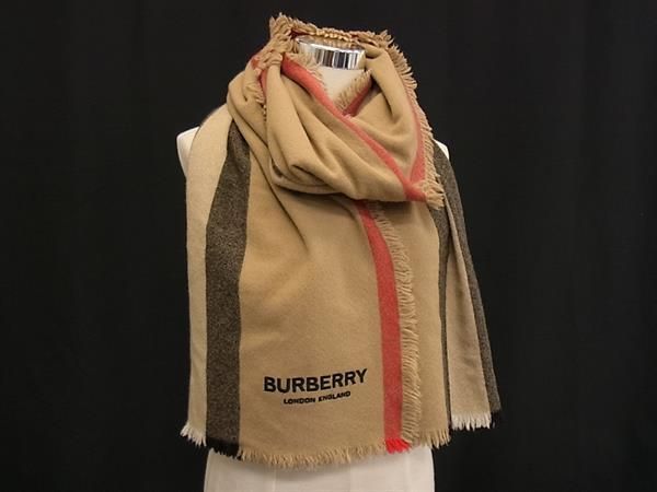 □新品同様□ BURBERRY バーバリー フリンジ ストール ショール 防寒具