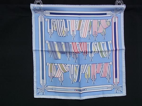 エルメス　ハンカチーフ　サングル・アン・フィネス　水色　カザック　綿コットン新品 □新品同様□ HERMES エルメス サングル アン フィネス カレ45