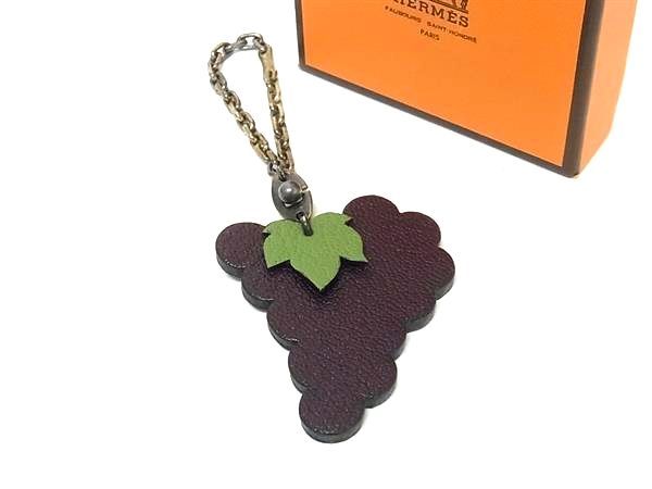□美品□ HERMES エルメス フルーツポルトクレ SV925×レザー グレープ