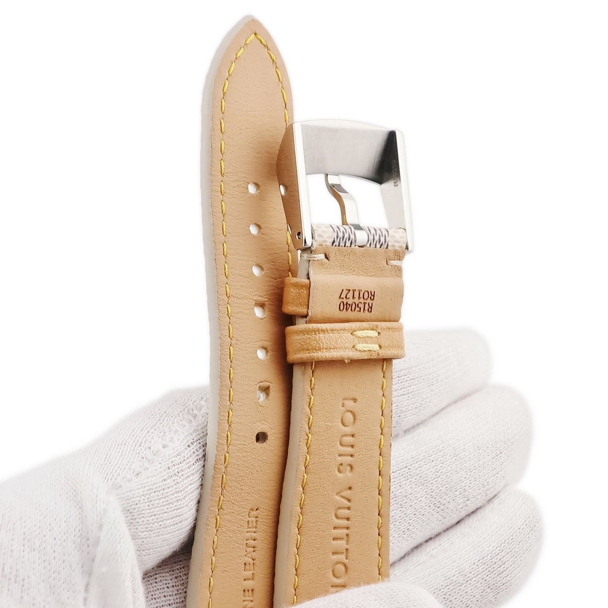 ［美品］ルイヴィトン　タンブール　ワンタッチ式　ダミエ　アズール　レザーベルト 美品】ヴィトン タンブール用レザーバンド ダミエ・アズール - メルカリ