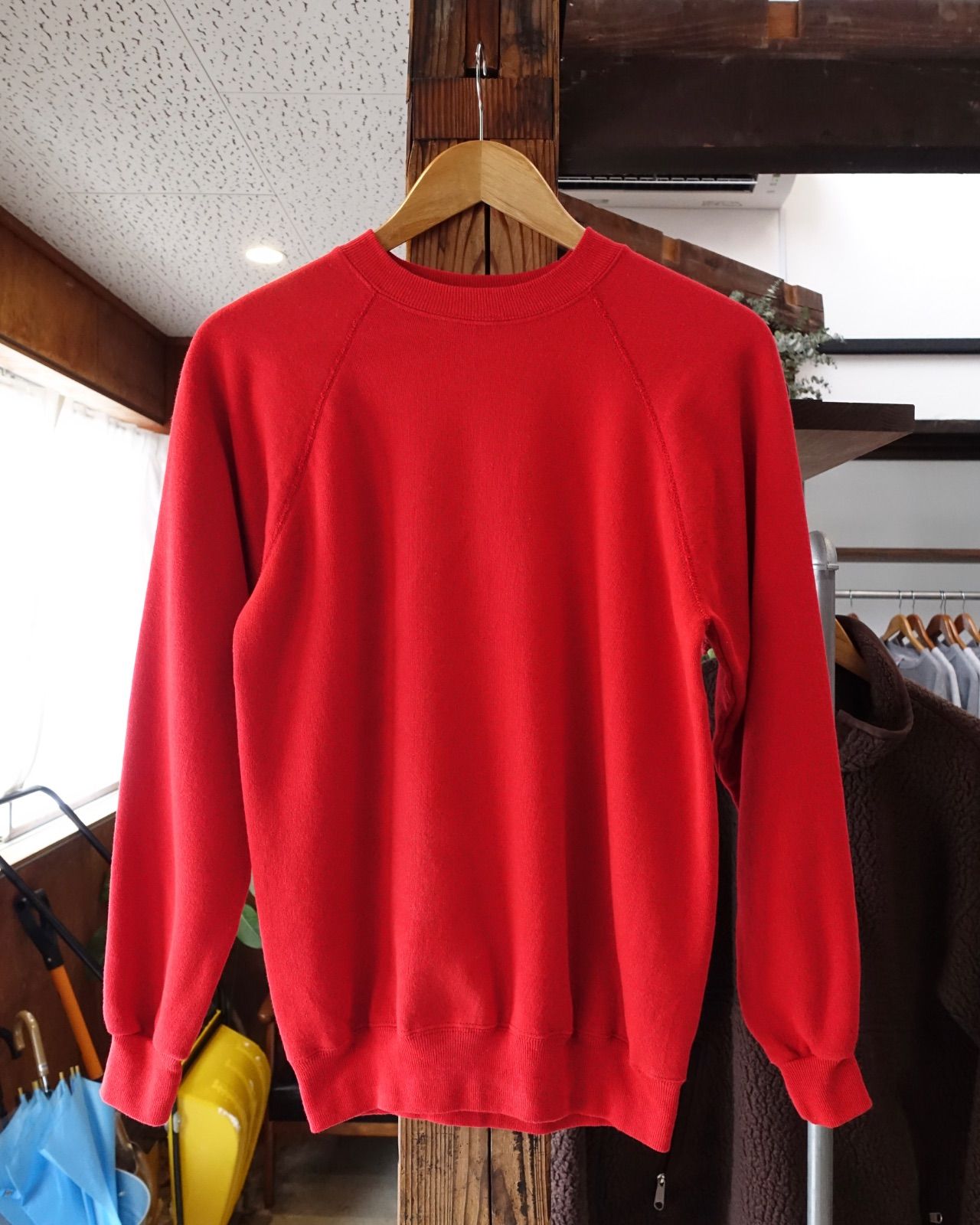 80s Hanes ヘインズ Blank 無地 Crewneck Sweatshirt Size M【RED】USA