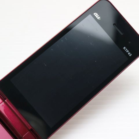 美品 かんたんケータイ ライト KYF43 ワインレッド スマホ 白ロム 本体