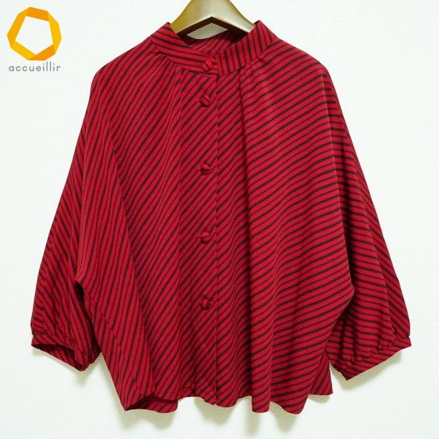 anc シセンドウ 詩仙堂 シャツ・ブラウス 赤 黒 ボーダー ドルマン