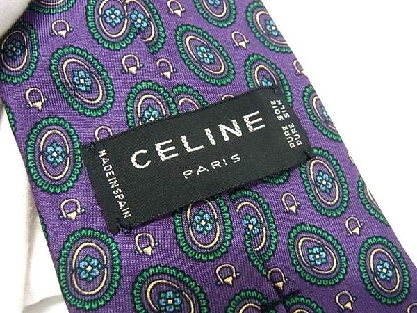□極美品□ CELINE セリーヌ マカダム シルク100% 総柄 ネクタイ