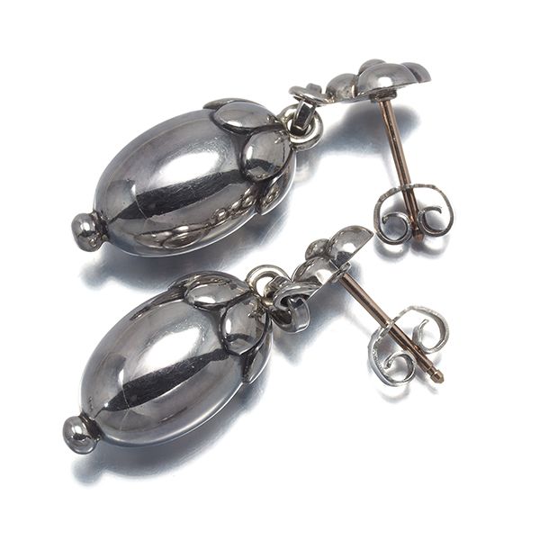 琥珀ピアス ジョージジェンセン シルバー925 希少 GEORG JENSEN 琥珀