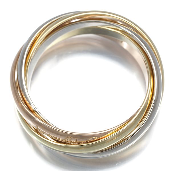 カルティエ トリニティリング 5連 スリーカラー 750 54刻印　9g程 カルティエ トリニティリング スリーカラー SM 5連 54号 K18YG/WG/PG