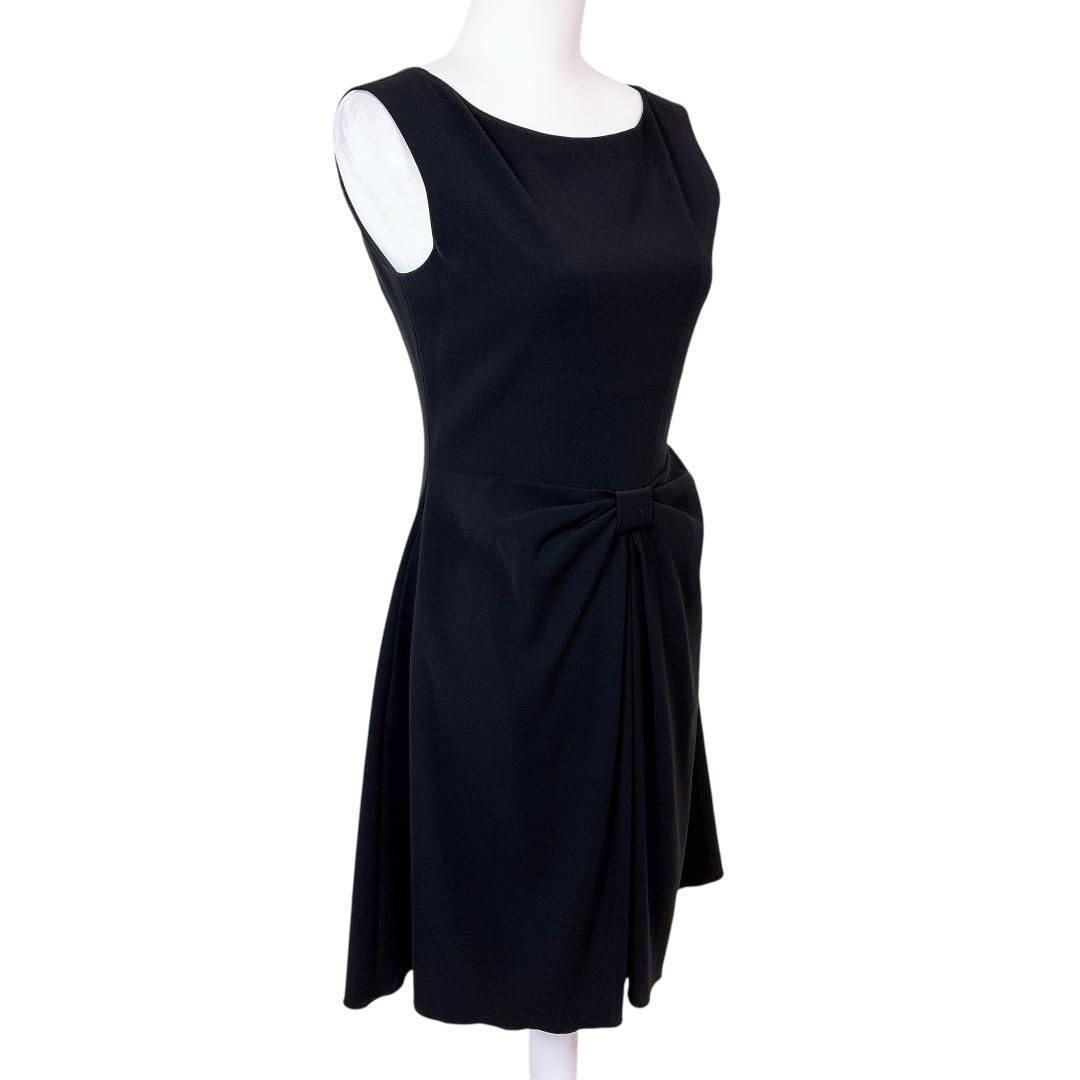 美品】FOXEYノースリーブワンピース ウエストリボン 40 ブラック  