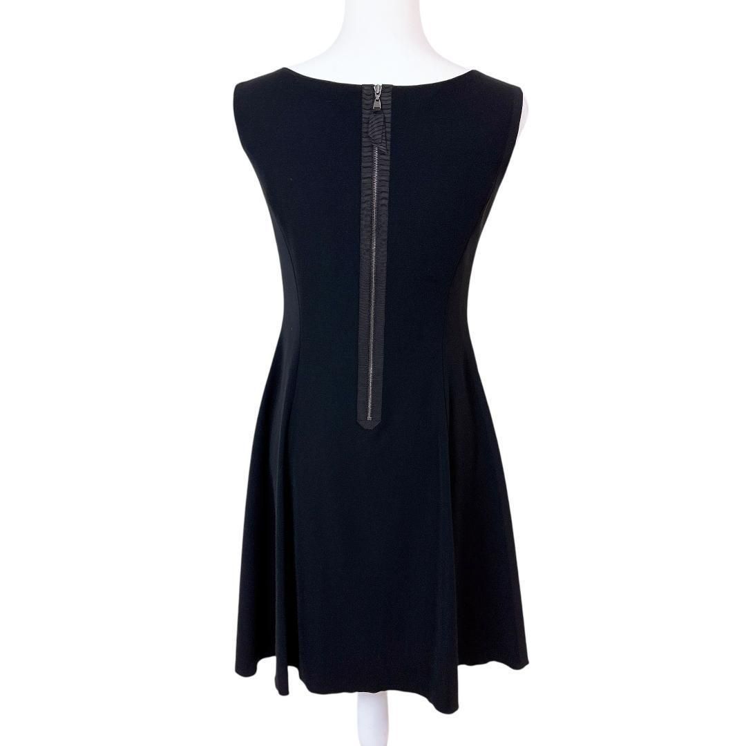 美品】FOXEYノースリーブワンピース ウエストリボン 40 ブラック