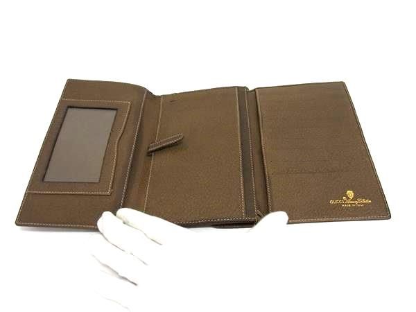 GUCCI オールドグッチ ヴィンテージ GG柄 PVC×レザー 三つ折り 長財布
