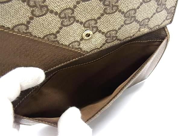 GUCCI オールドグッチ ヴィンテージ GG柄 PVC×レザー 三つ折り 長財布