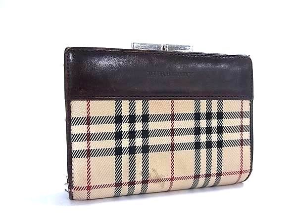 未使用級✨バーバリー 長財布 キャンバス レザー ノバチェック がま口 未使用級 バーバリー 長財布 がま口 ノバチェック キャンバス レザー