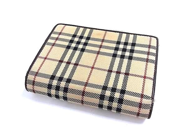 BURBERRY バーバリー ノバチェック ナイロンキャンバス×レザー がま口