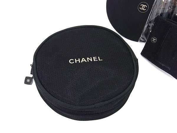 □美品□ CHANEL シャネル ロゴ メッシュ ミラー 鏡 メイクブラシ