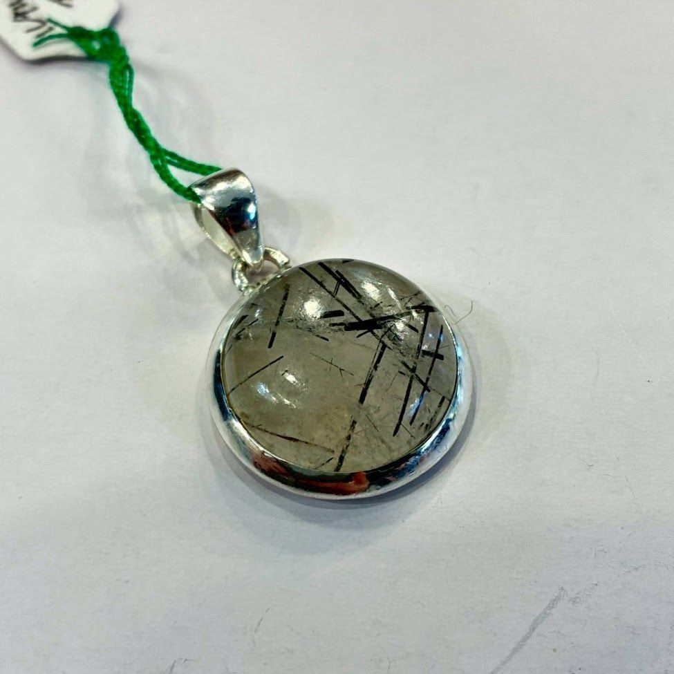 シルバー925 ペンダントトップ 一点物 ブラックルチルクォーツ 黒針