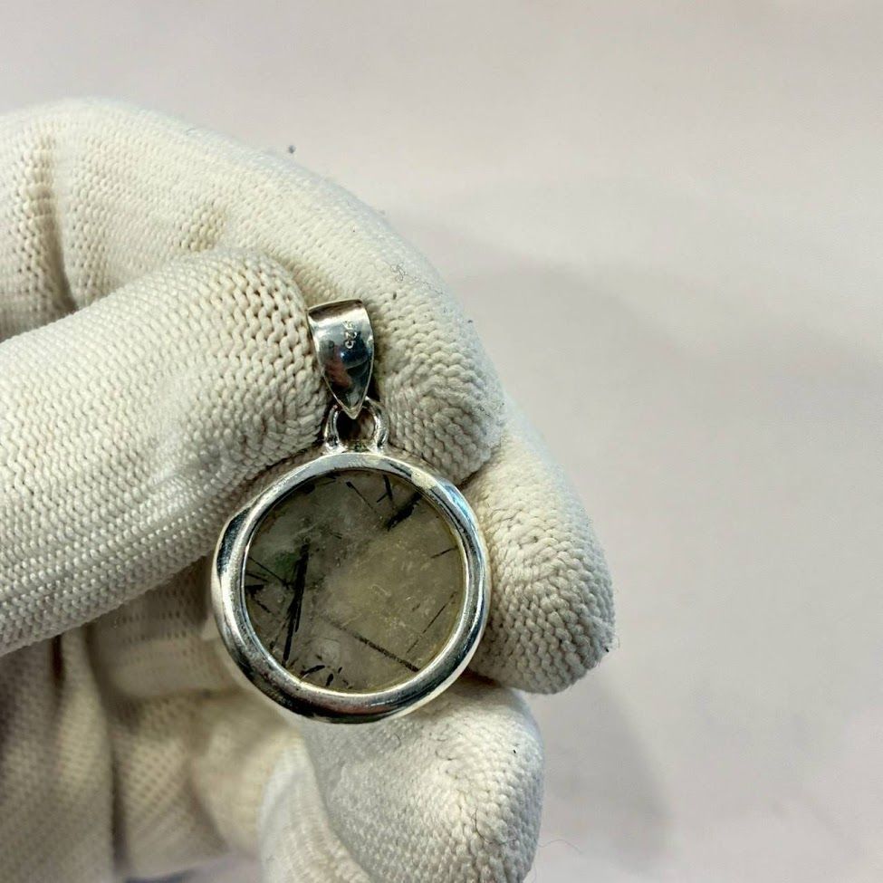 シルバー925 ペンダントトップ 一点物 ブラックルチルクォーツ 黒針