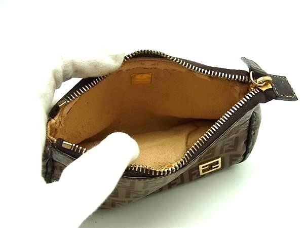 極美品 フェンディ ポーチ ペンケース ズッカ ズッキーノ キャンバス ベージュ FENDI フェンディ ズッカ柄 ズッキーノ PVC×パテントレザー メイク