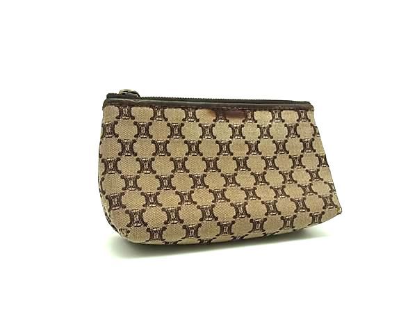 CELINE セリーヌ マカダム柄 キャンバス×レザー メイクポーチ マルチ