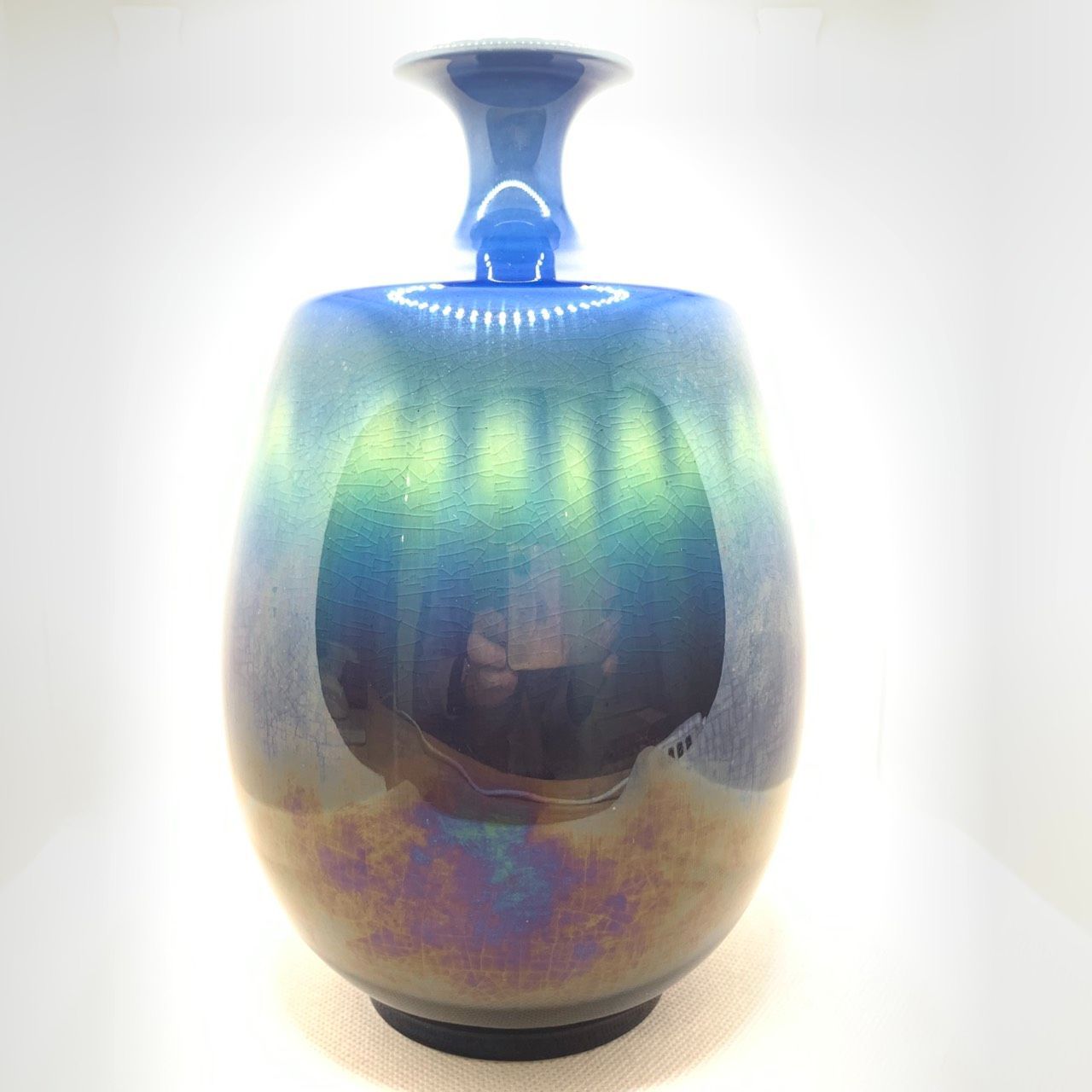 未使用　九谷焼　三代 徳田八十吉 正彦銘　耳つき　花器　花瓶 未使用 九谷焼 三代 徳田八十吉 正彦銘 耳つき 花器 花瓶 未使用