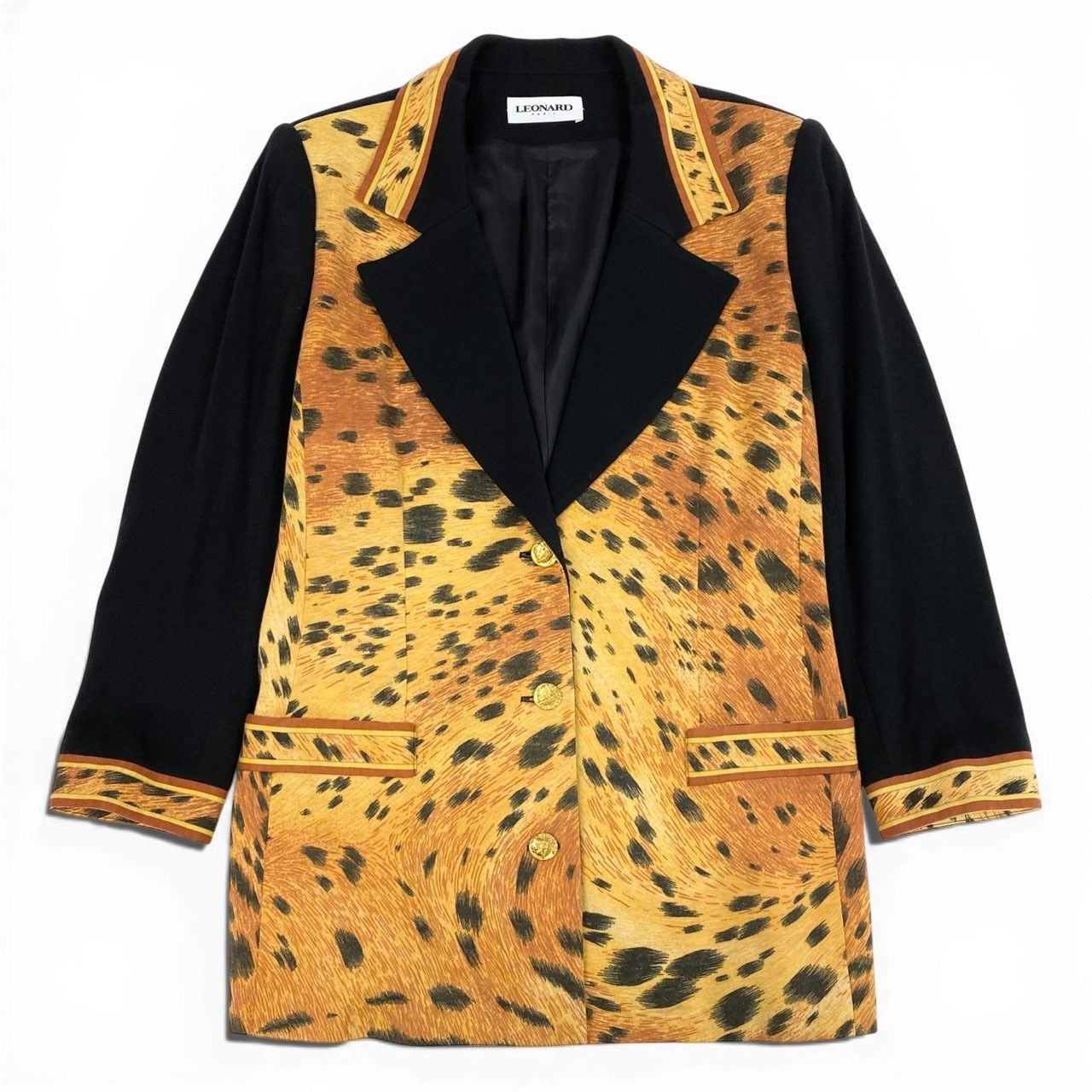 レオナール テーラードジャケット LEONARD レオナール黒テーラードジャケット カンカン素材⭐︎】LEONARD