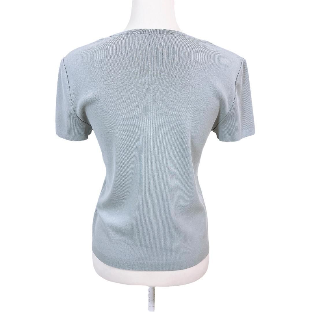 FOXEY NEW YORK 半袖カットソー 40 無地裾プレート グレーブルー