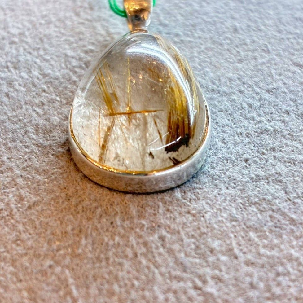 ペンダントトップ シルバー925 ルチルクォーツ ゴールドルチル 針金