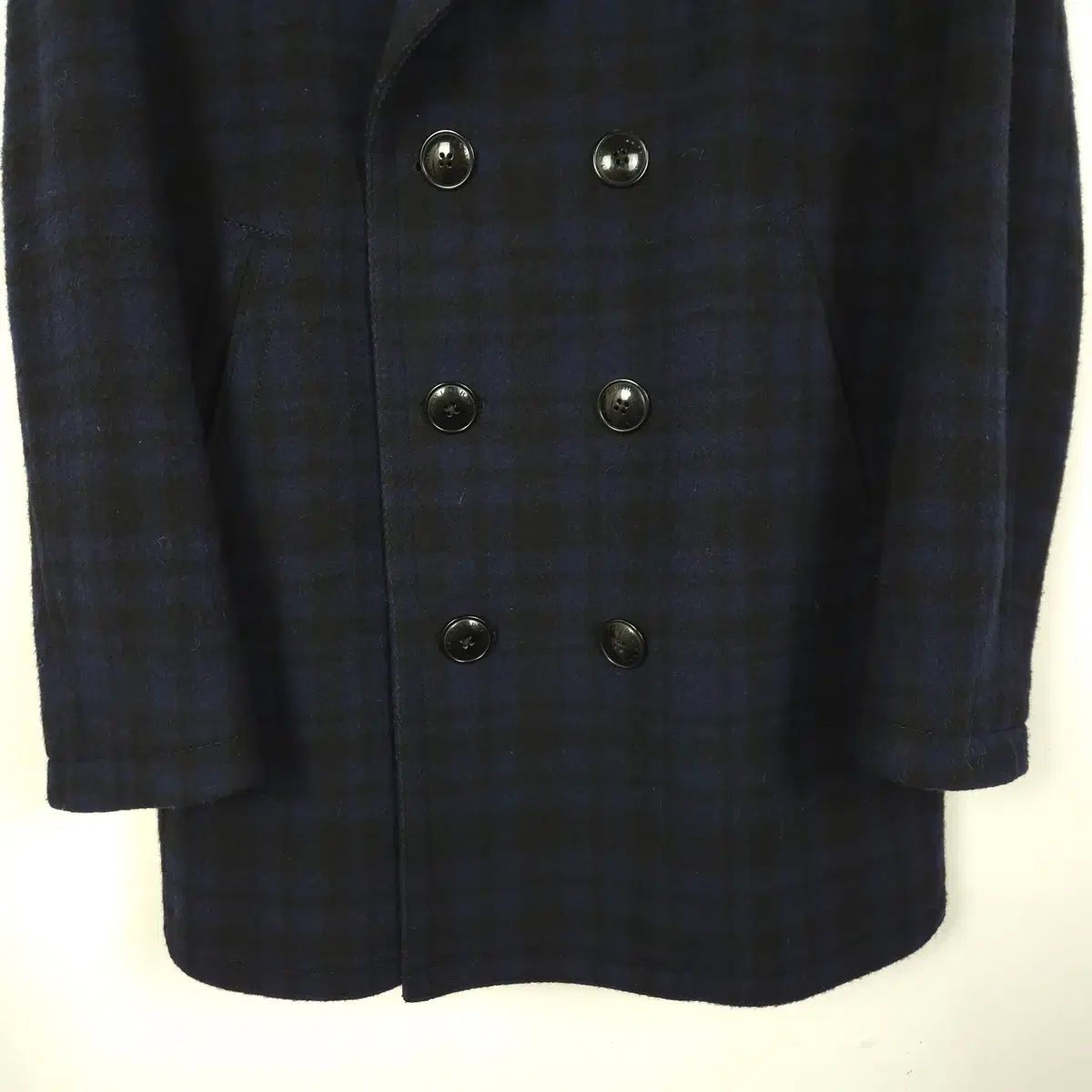 バーバリーブラックレーベル Pコート チェック ウール ブルー M バーバリーブラックレーベル Pコート チェック ウール ブルー M 中古