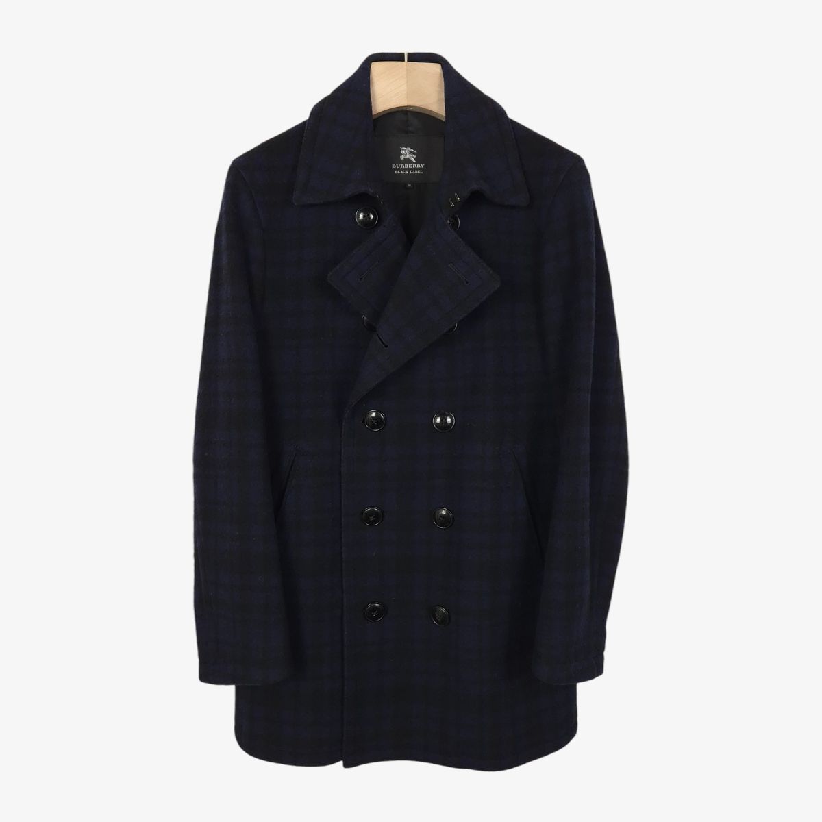 95 バーバリー ブラックレーベル ネイビー チェック ウール コート