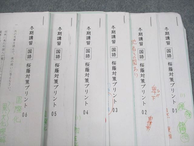 SAPIX サピックス 小6 国語 冬期講習 桜蔭対策プリント テスト計6回